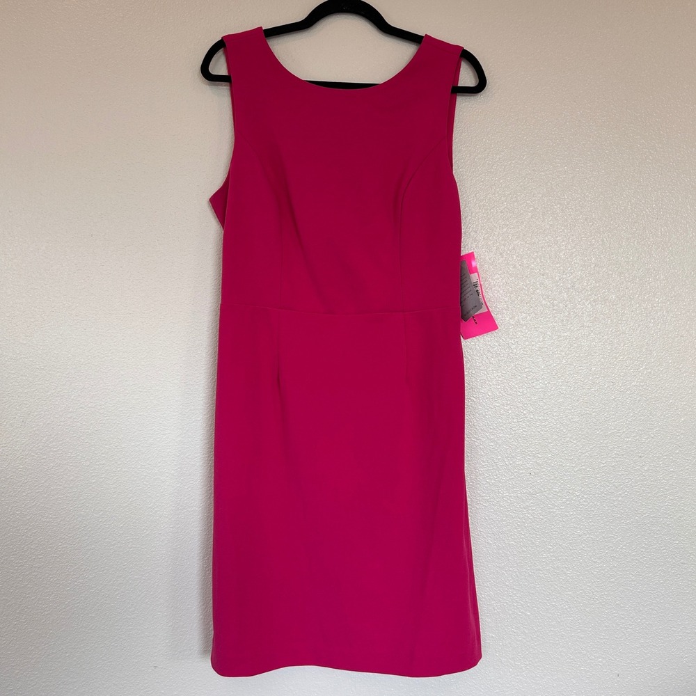 Betsey Johnson Fuchsia Pink Sleeveless Cutout Back Sheath Dress FK01K43 Size 14